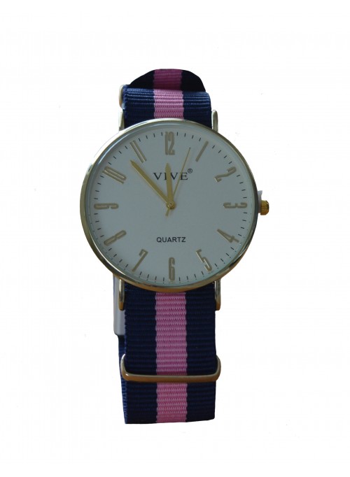 Unisex horloge met canvas bandje - tweekleurig